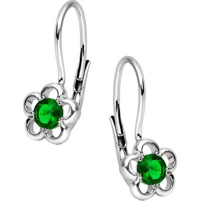 Zlaton Náušnice bílé zlato květina se zirkonem visací 1.7cm 1.5g O17062603368