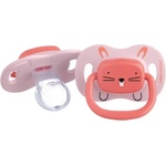 Bebeconfort Силиконови залъгалки Bebe Confort - Reversible, 2 броя, 0-6м, Minimalist Animals Pink (3104202040) - ozone