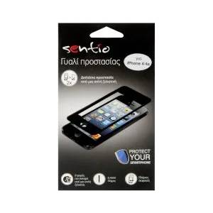 Sentio Tempered Glass Screen Protector for iPhone 4/4S Black