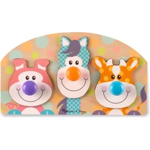 Melissa & Doug Голям дървен пъзел с дръжки - Ферма (13440)