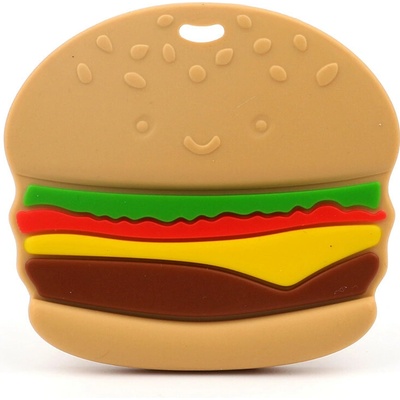 Silikonové kousátko - hamburger - 76 x 81,5 x 8 mm - 1 ks