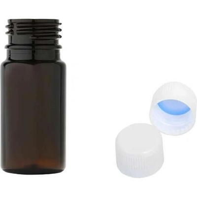 Tera Plastová lahvička hnědá s bílým uzávěrem 35 ml