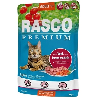 Rasco Premium Cat Adult teľacie v šťave 85 g