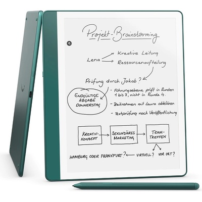 Amazon Kindle Scribe (64 GB) - Innovative display with even bezels | Just write in books and documents | With notebook summary | With premium stylus - jade green metallic - C4A6T4
