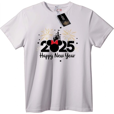 NOONEBRAND Тениска Честита Нова Година 2025 Mickey - S, White