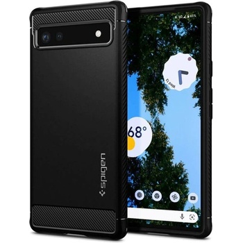 Spigen Калъф за Google Pixel 6a, тънък силиконов, Spigen Rugged Armor Case, черен (ACS04476)