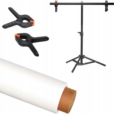 SADA PRO ZAVĚŠENÍ POZADÍ + FOTO POZADÍ karton BÍLÉ 0,5x1,5m