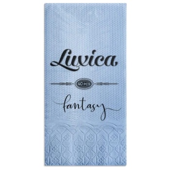 Luxica® Fantasy - небесно сини салфетки с дискретен релеф и фин бордюр 2 слоя | 40 броя Сгъвка 1/8 (92022020)