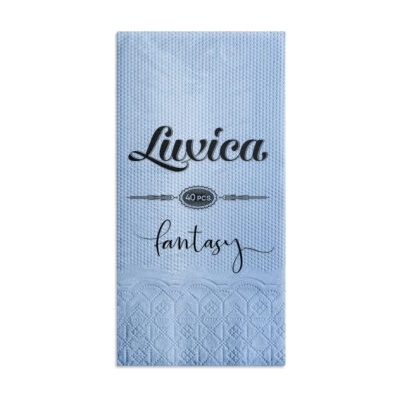 Luxica® Fantasy - небесно сини салфетки с дискретен релеф и фин бордюр 2 слоя | 40 броя Сгъвка 1/8 (92022020)
