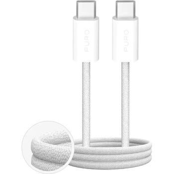 PURO Fabrik 60W плетен кабел USB-C - USB-C 3m - бял (PUCCC60WFABK43MTWHI)