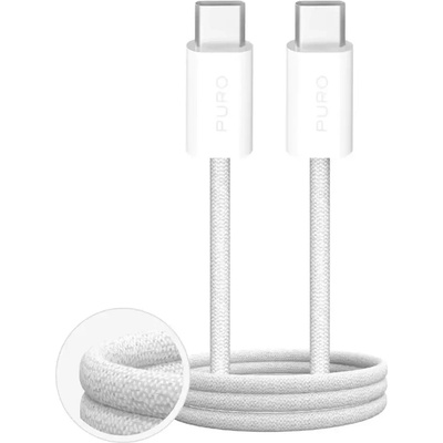 PURO Fabrik 60W плетен кабел USB-C - USB-C 3m - бял (PUCCC60WFABK43MTWHI)