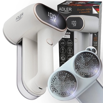 Adler Препарат за премахване на мъх, Adler, двойна глава, LCD екран, 3 скорости, USB-C, капацитет на резервоара 140 ml, бяло/златно, батерия 1800 mAh, мощност 10 W (AD 9622W) (AD 9622W)