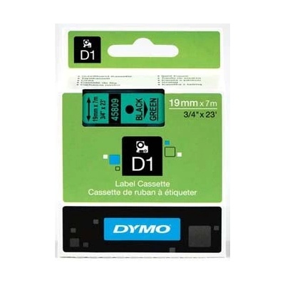 Dymo D1 45809, S0720890, 19mm x 7m, čierna tlač/zelený podklad, originálna páska