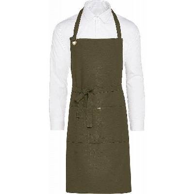 SG Accessories Bistro Ex JASSZ Bistro Jemná pracovní zástěra Provence z kepru se zavazováním kolem krku zelená olivová