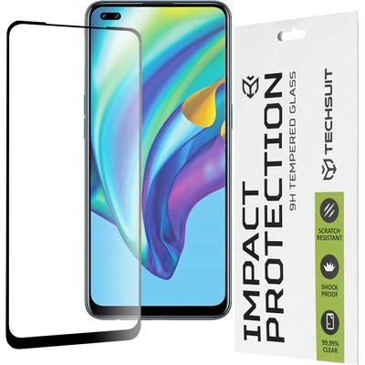 Techsuit Oppo Reno4 Lite - 111D пълно покритие / пълно залепено стъкло - черно