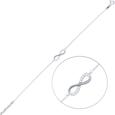 MINET Elegantní zlatý náramek z bílého zlata nekonečno s bílými zirkony JMG0266WSB17