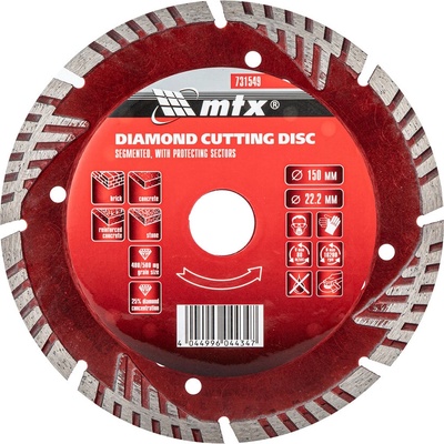 MTX Диамантен диск за сухо рязане mtx 731549, сегментиран, 150 х 22, 2 мм