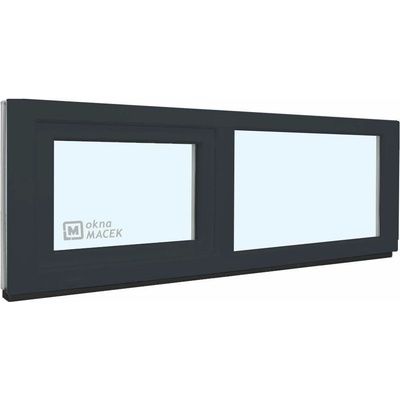 KÖMMERLING Plastové okno - 70 AD, 2100x600 mm, FIX/S, antracit čiré, antracit/antracit