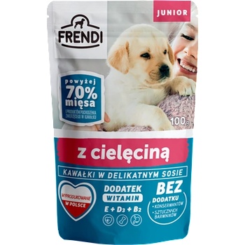 Frendi Frendi- Junior, парченца в деликатен сос с телешко месо за кучета, 100 г