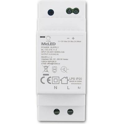 MCLED Napaječ LED 12VDC/2A pro LED pásky 24W, na DIN lištu, IP20 ML-732.078.11.0