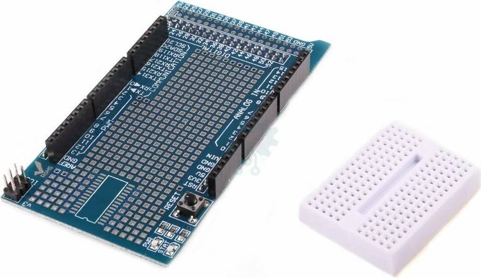 LaskaKit Arduino MEGA prototype Shield + mini BreadBoard