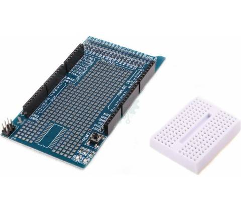 LaskaKit Arduino MEGA prototype Shield + mini BreadBoard