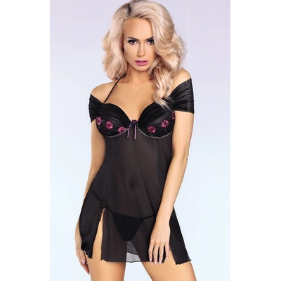 LivCo Corsetti Fashion Нощница в черен цвят Kastalia в комплект с прашкиMODEL3078 SALE - , размер S