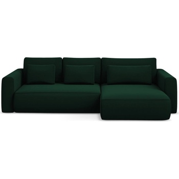 makamii Зелен кадифен разтегателен ъглов диван с място за съхранение (десен ъгъл) Kapua - Makamii (KAPUA_RCF_M_3_P1_C24)