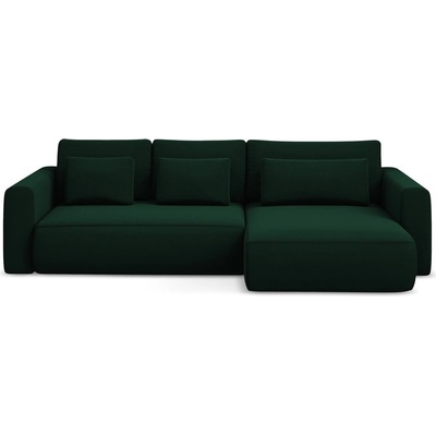 makamii Зелен кадифен разтегателен ъглов диван с място за съхранение (десен ъгъл) Kapua - Makamii (KAPUA_RCF_M_3_P1_C24)