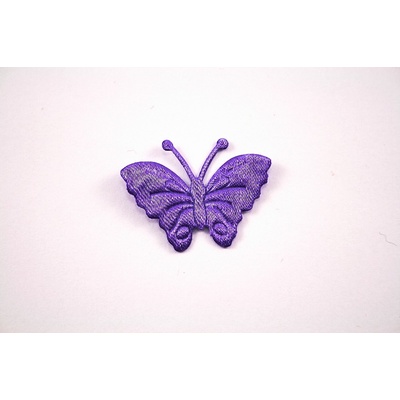 Našívacie záplaty - Saténový motýľ - viac farebných variantov - rozmer 2,5 cm x 3,5 cm Fialová