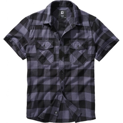 Brandit košeľa s krátkym rukávom checked flannell black/grey