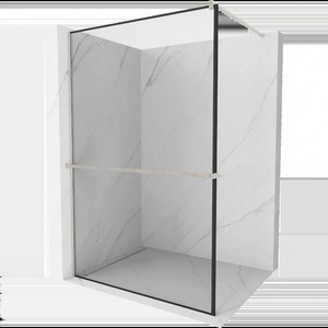 Mexen Kioto+ душ преграда с рафт тип Walk-in 110 x 200 см, черна рамка, матов никел - 800-110-121-97-70 (800-110-121-97-70)