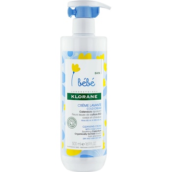 Klorane Bebe Calendula Нежен измиващ крем за коса и тяло, 500 ml