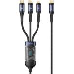 USAMS Кабел за PD100W бързо зареждане и данни USAMS SJ600 U83 3in1, 1.2м с дисплей (SJ600USB01)