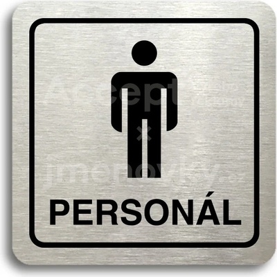 ACCEPT Piktogram WC muži personál - stříbrná tabulka - černý tisk