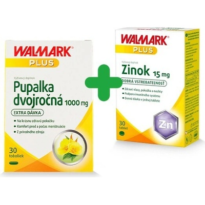 Walmark Pupalka dvojročná 1000mg 30 kapsúl + Zinok 15mg 30 tabliet