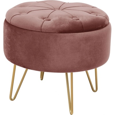 Ak furniture Taburet ROCA samet růžový