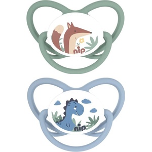 NIP Силиконови залъгалки NIP - Butterfly, Динозавър и лисица, 16-32 м, 2 броя (340008213105203) - baby