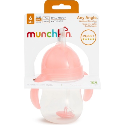 Munchkin Click Lock Tip & Sip hrnek s brčkem Pink 207 ml