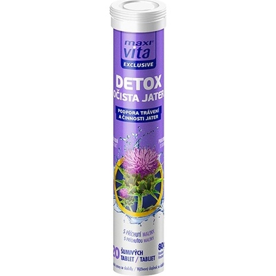 Maxi Vita Exclusive Detox šumivé tablety na podporu funkcie pečene 20 tabliet
