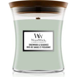 WoodWick Sagewood & Seagrass ароматна свещ с дървен фитил 275 гр