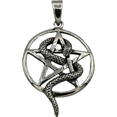 Vorlové Šperky Stříbrný přívěsek pentagram s hadem PR825