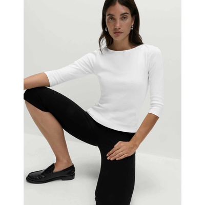 Marks & Spencer Топ с тясна кройка, от чист памук Marks & Spencer бял Marks & Spencer | Byal | ЖЕНИ | 14