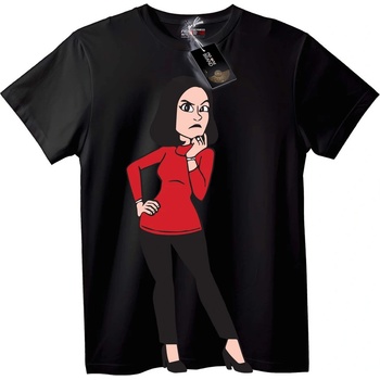 NOONEBRAND Тениска Уверена жена карикатура - 2XL, Black