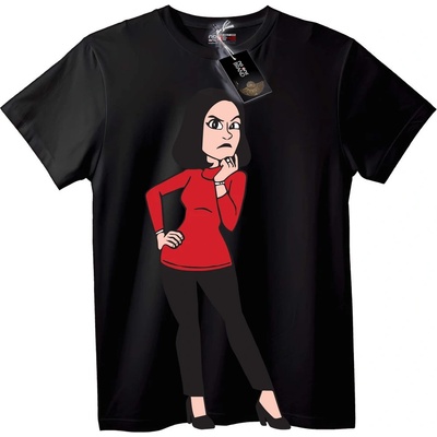 NOONEBRAND Тениска Уверена жена карикатура - 2XL, Black