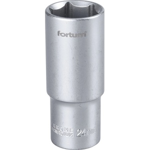 Fortum Фасунга, удължена, 1/2", 24mm, 61CrV5, матов хром, дължина 77mm FORTUM