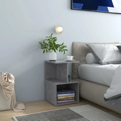 vidaXL Нощно шкафче, бетонно сив, 35x35x55 см, инженерно дърво (806354)