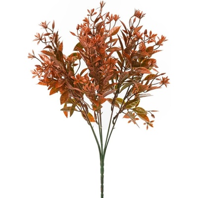 ZELEŇ DROB. LÍSTKY, KVIETKY ZELENO-ORANŽOVÝ METAL 37cm