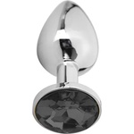 X Fun Метално дилдо Butt Plug "SILVER CRYSTAL BLACK" 7 см. Размер-S