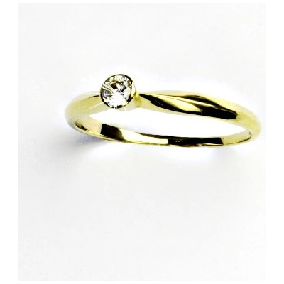 Čištín žluté zlato prstýnek s čirým zirkonem bílý zirkon VR 32